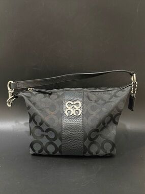 COACH 43771 Julia Outline OP Art Black Jacquard Canvas Small Purse Shoulder Bag